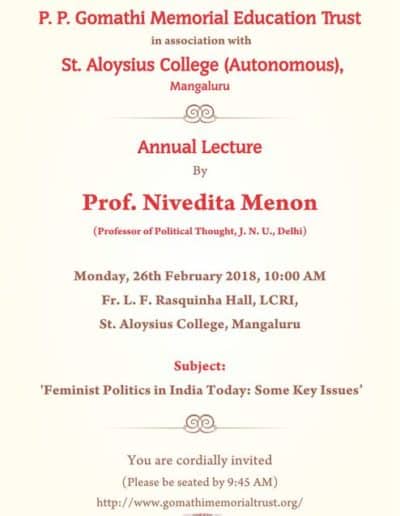 Annual Lecture by Prof. Nivedita Menon